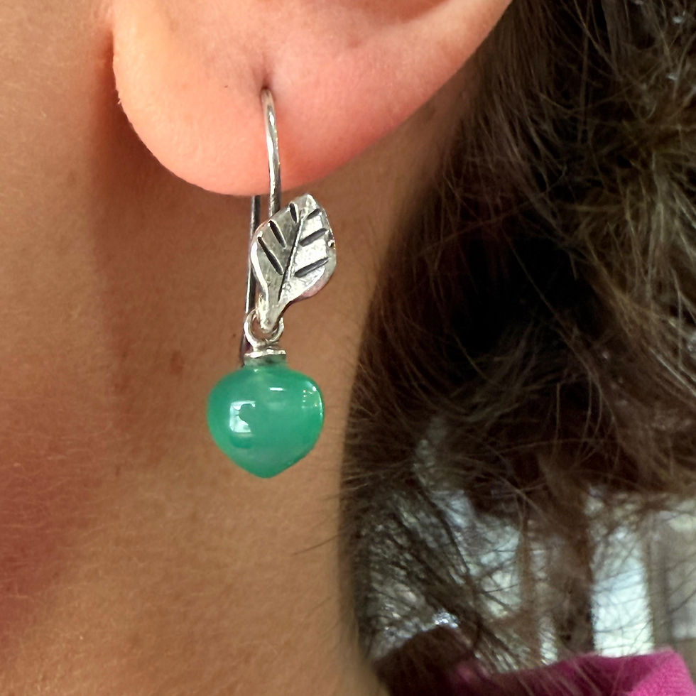 Green Onyx Leaf Earrings
