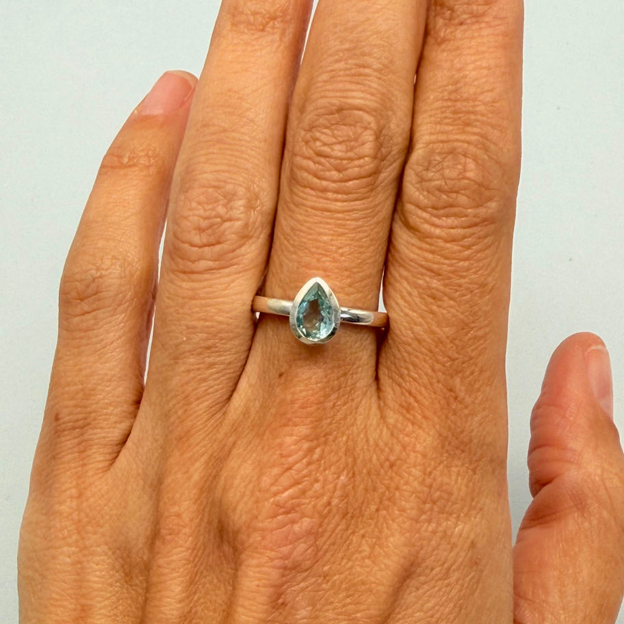 Blue Topaz Teardrop Ring
