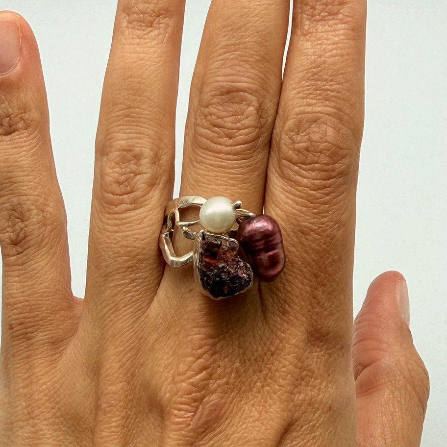 Pearl and Druzy Ring