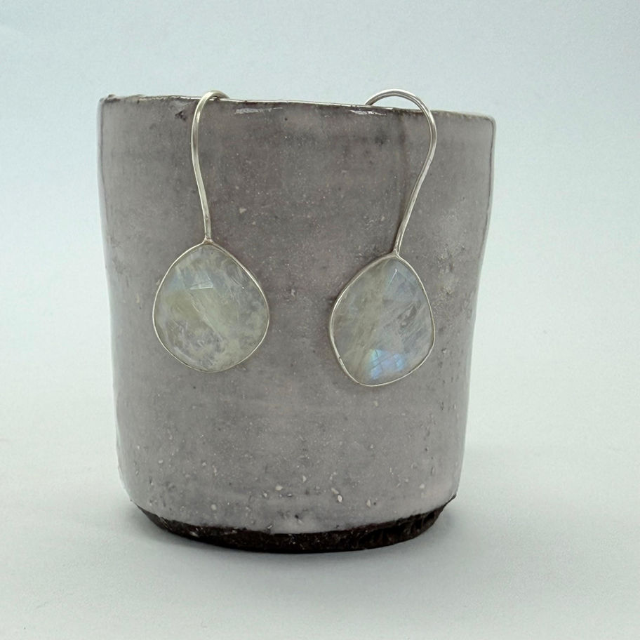 Irregular Faceted Moonstone Earrings