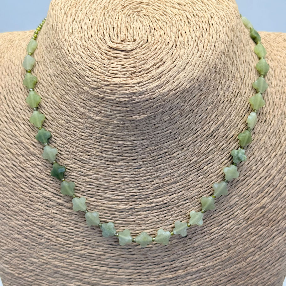 Jade Clover and Green Spinel Necklace