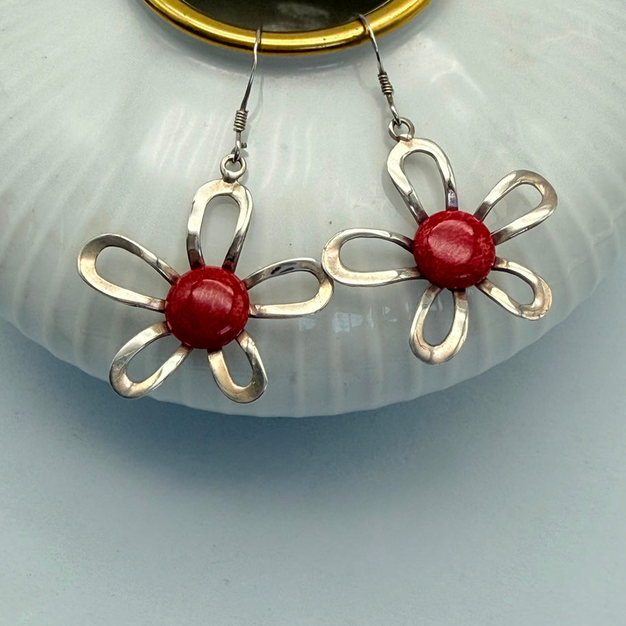 Foam Coral Flower Earrings