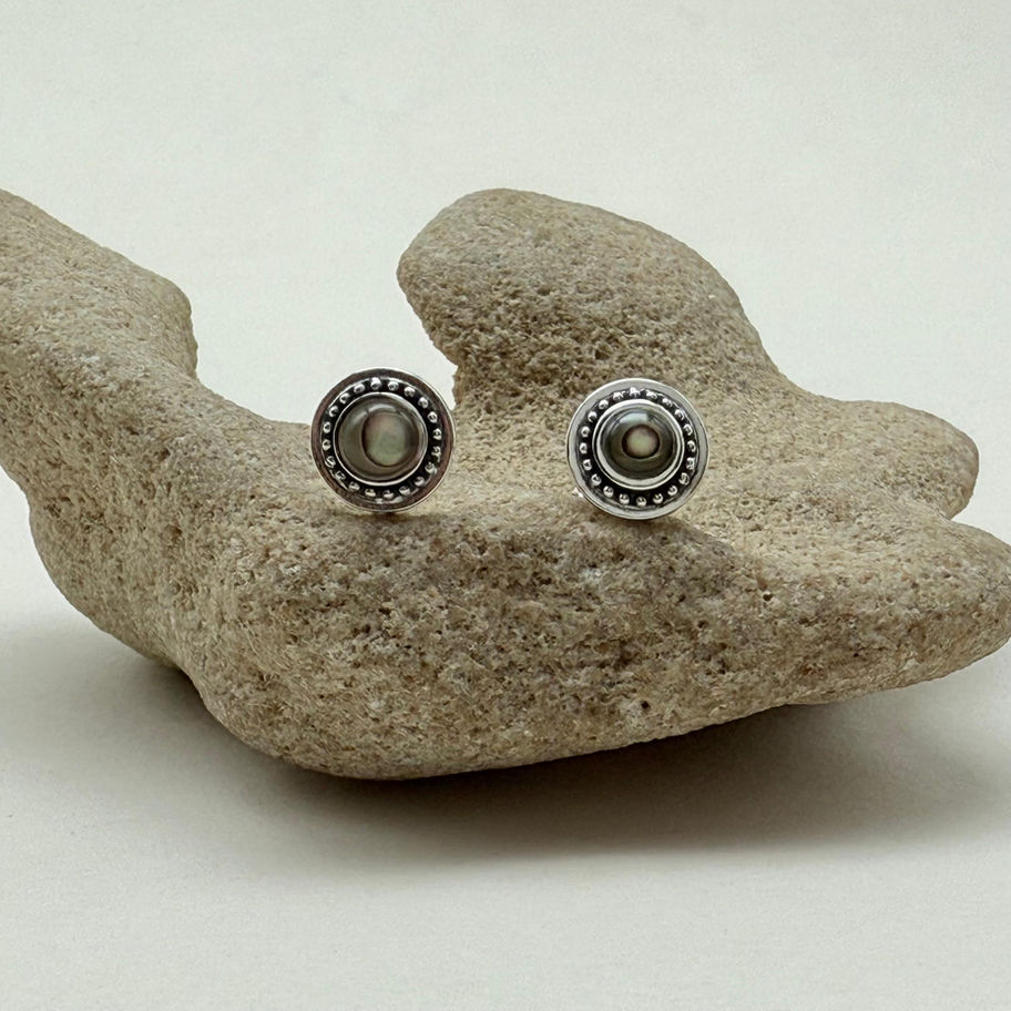 Ornate Abalone Shell Studs