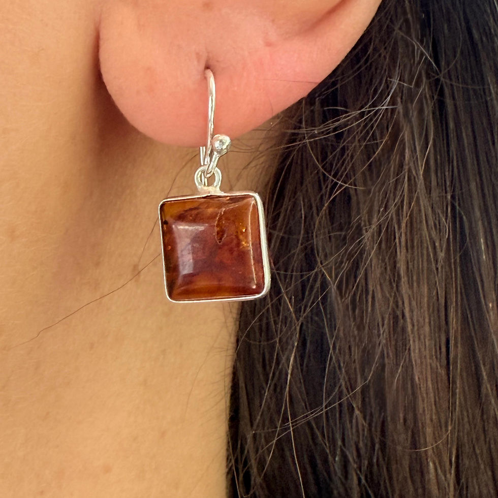 Square Amber Earrings