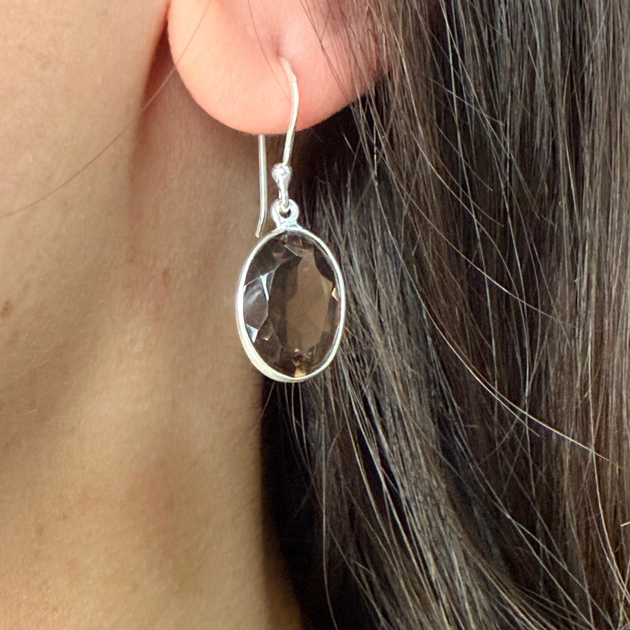 Smokey Quartz Oval Earrings