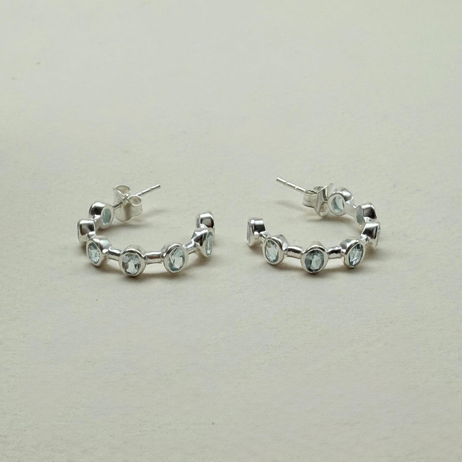 Blue Topaz Hoop Earrings