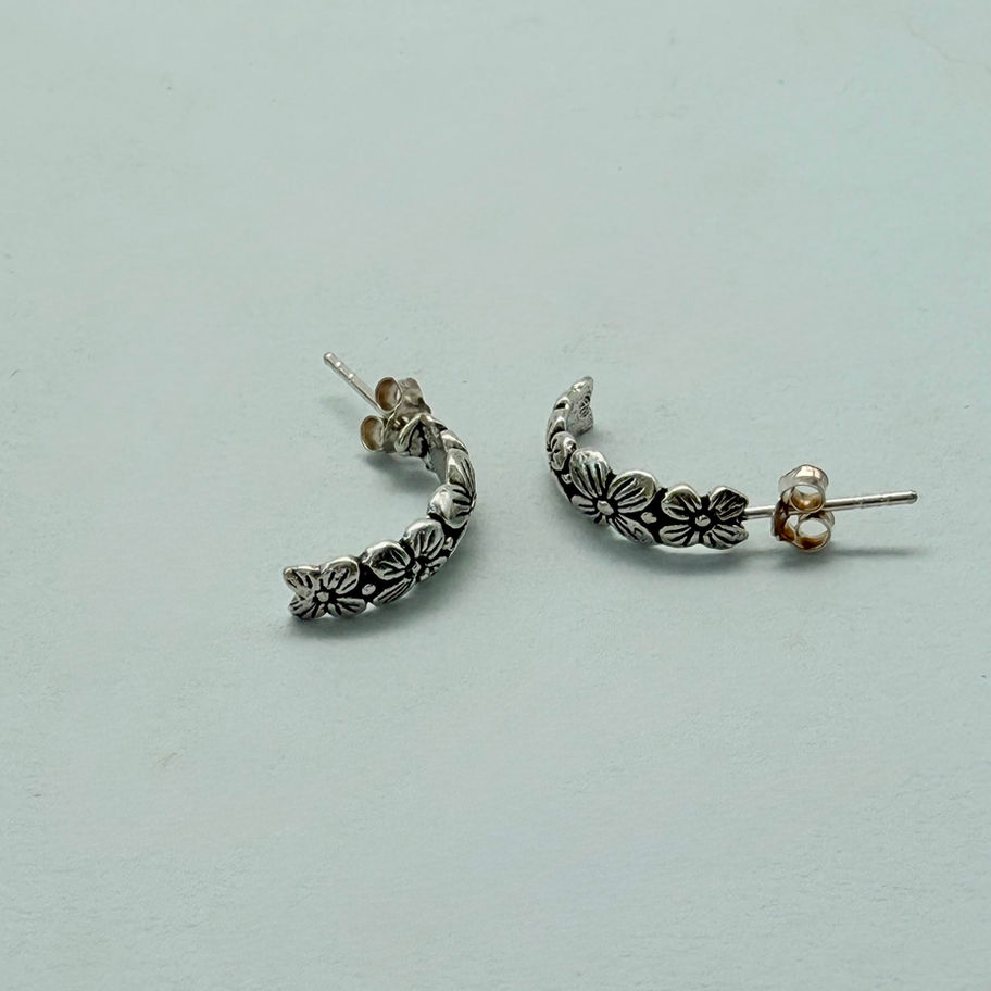 Flower Half Hoop Earrings