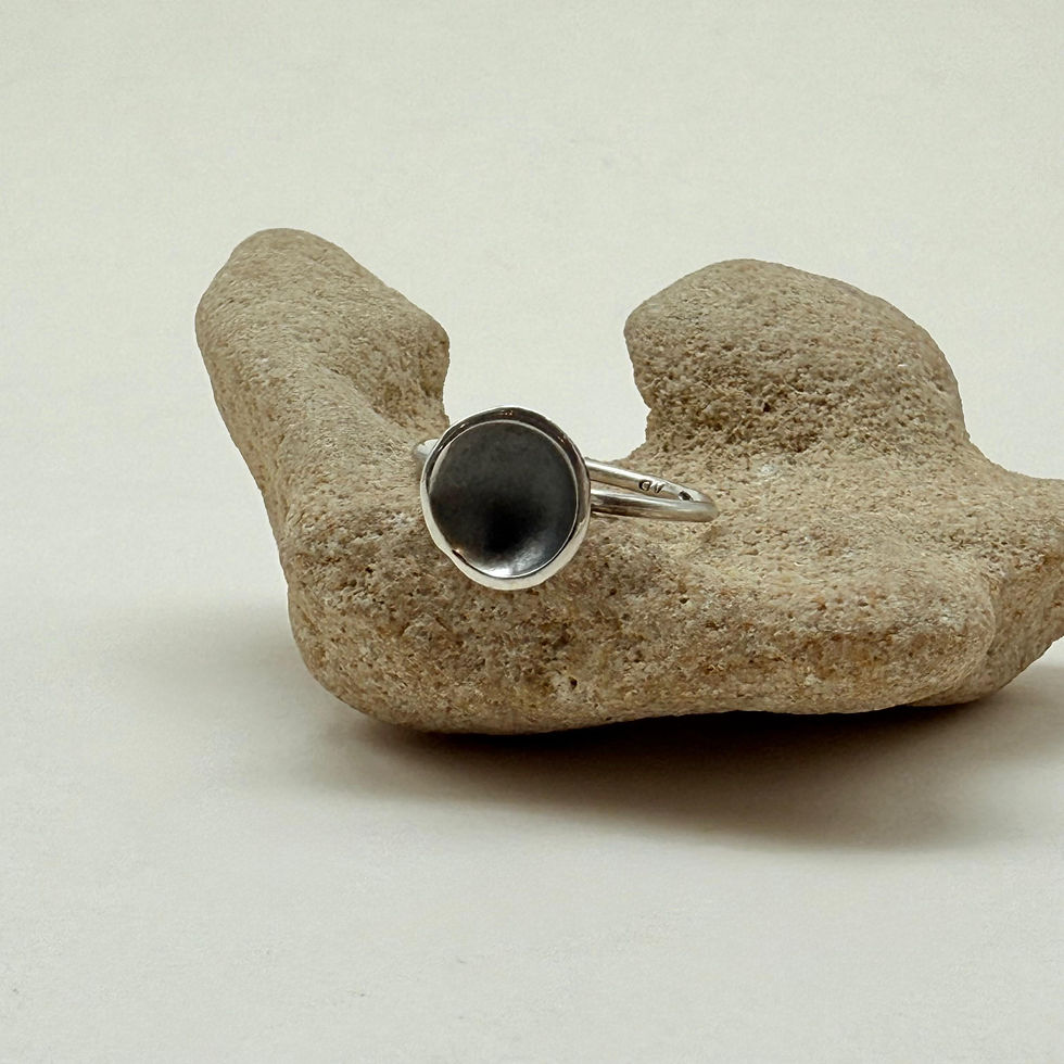 Large Concave Oxidised Disc Ring