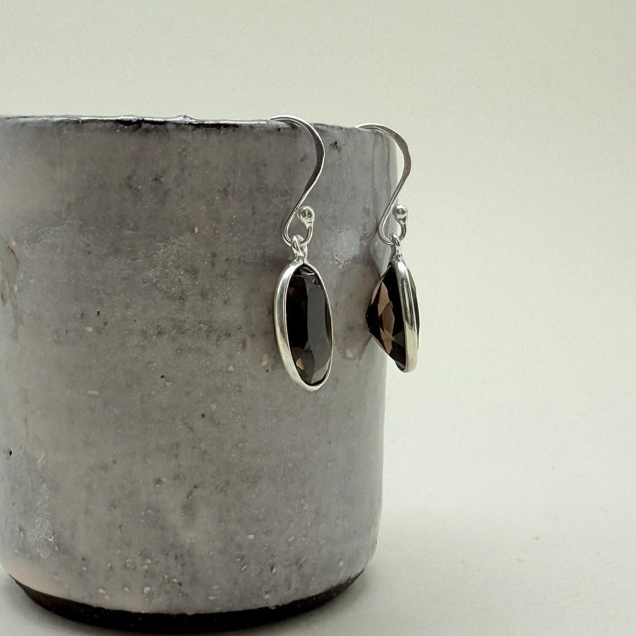 Smokey Quartz Oval Earrings
