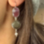 Ruby, Jade, Pebble and Pearl Earrings
