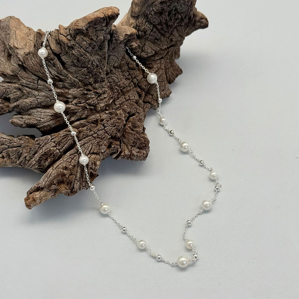 Pearl and Silver Ball Necklace