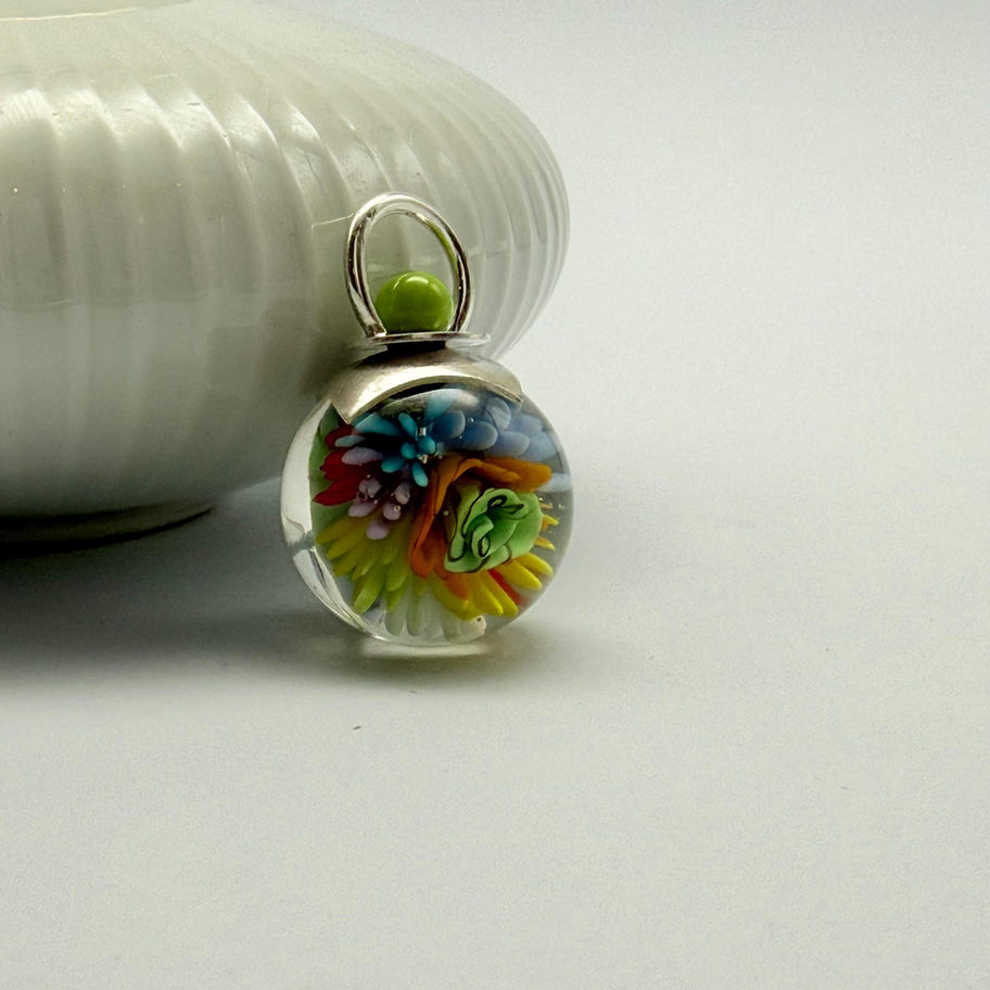 Floral Glass Lamp Work Pendant