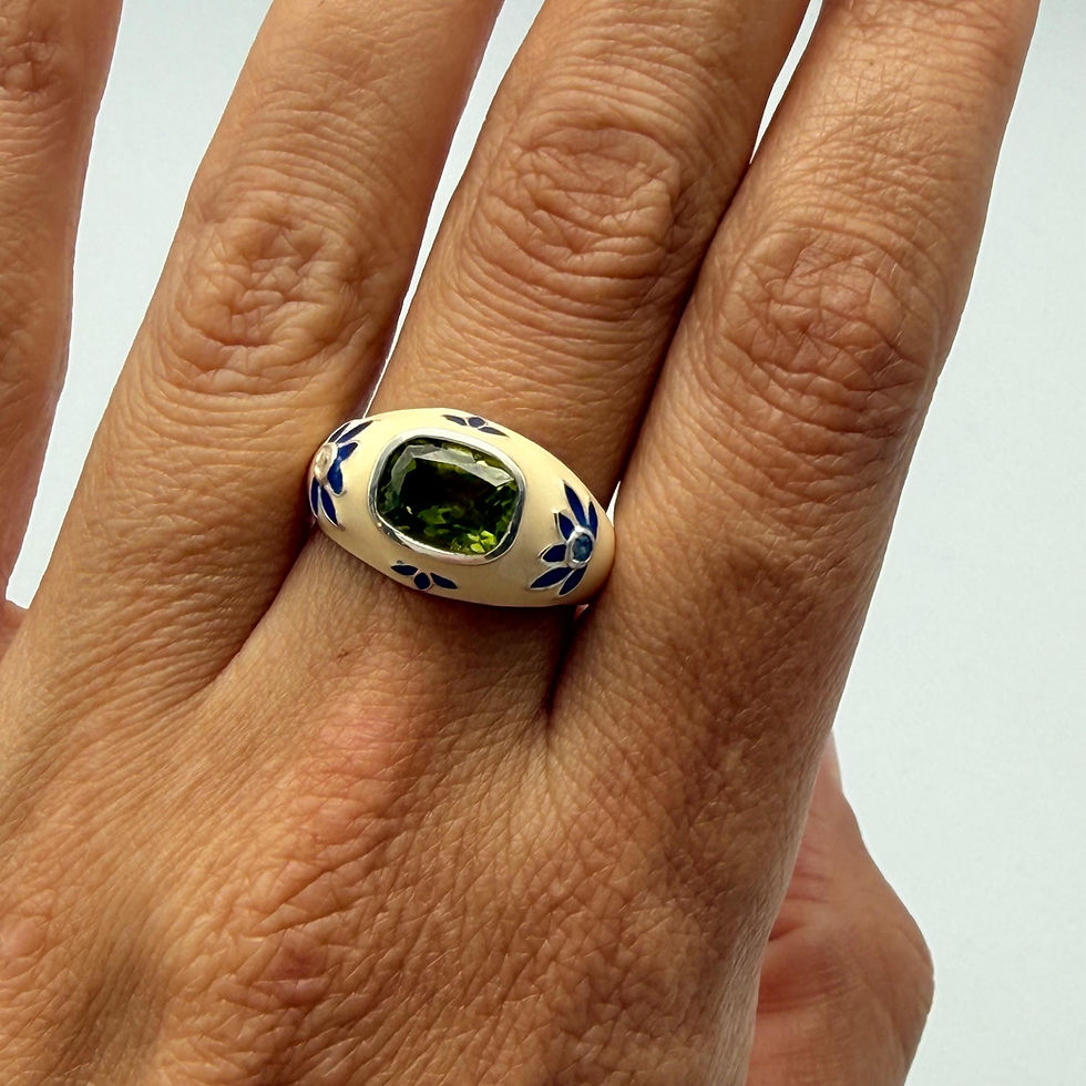 Peridot Enamel Ring