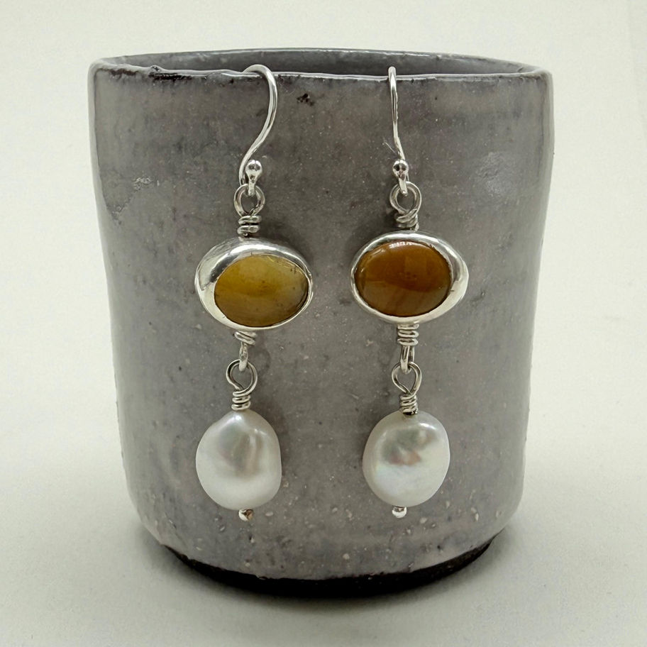 Citrine and Pearl Earrings