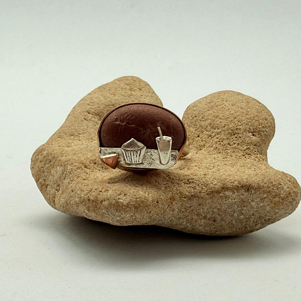 Pebble Cupcake Ring with Copper Bezel