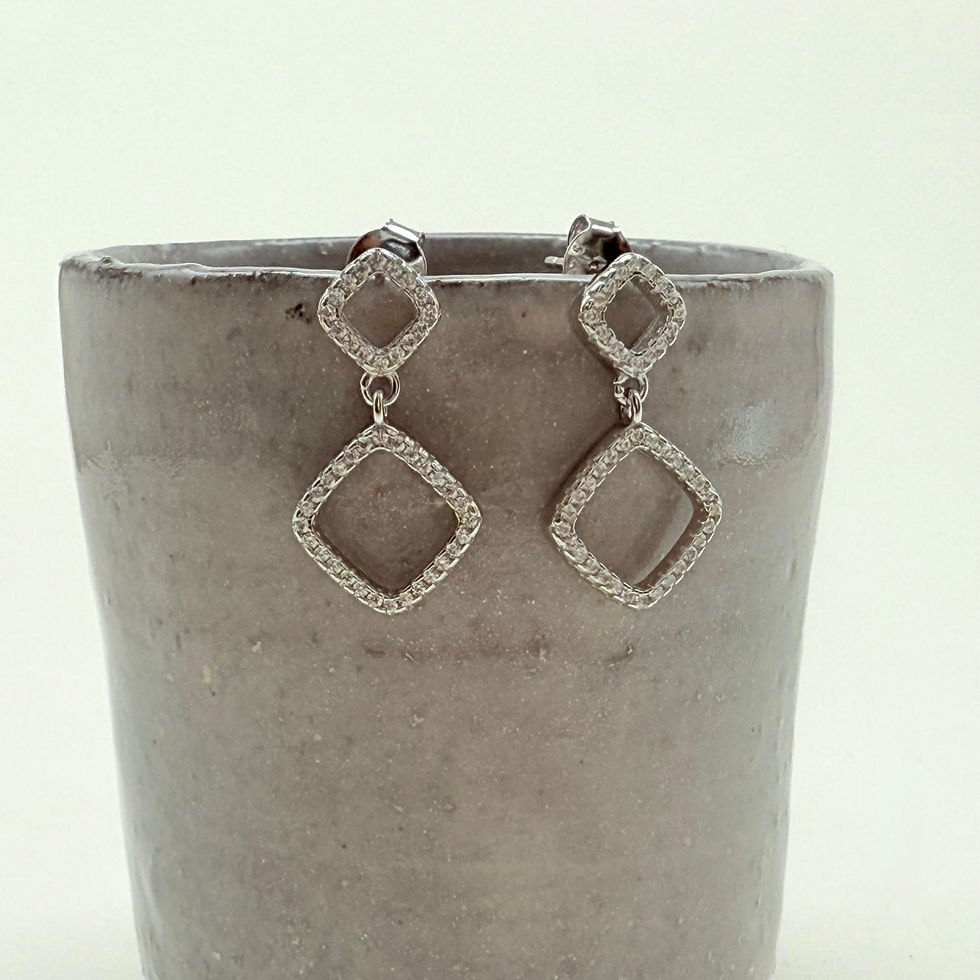 Cubic Zirconia Open Square Earrings