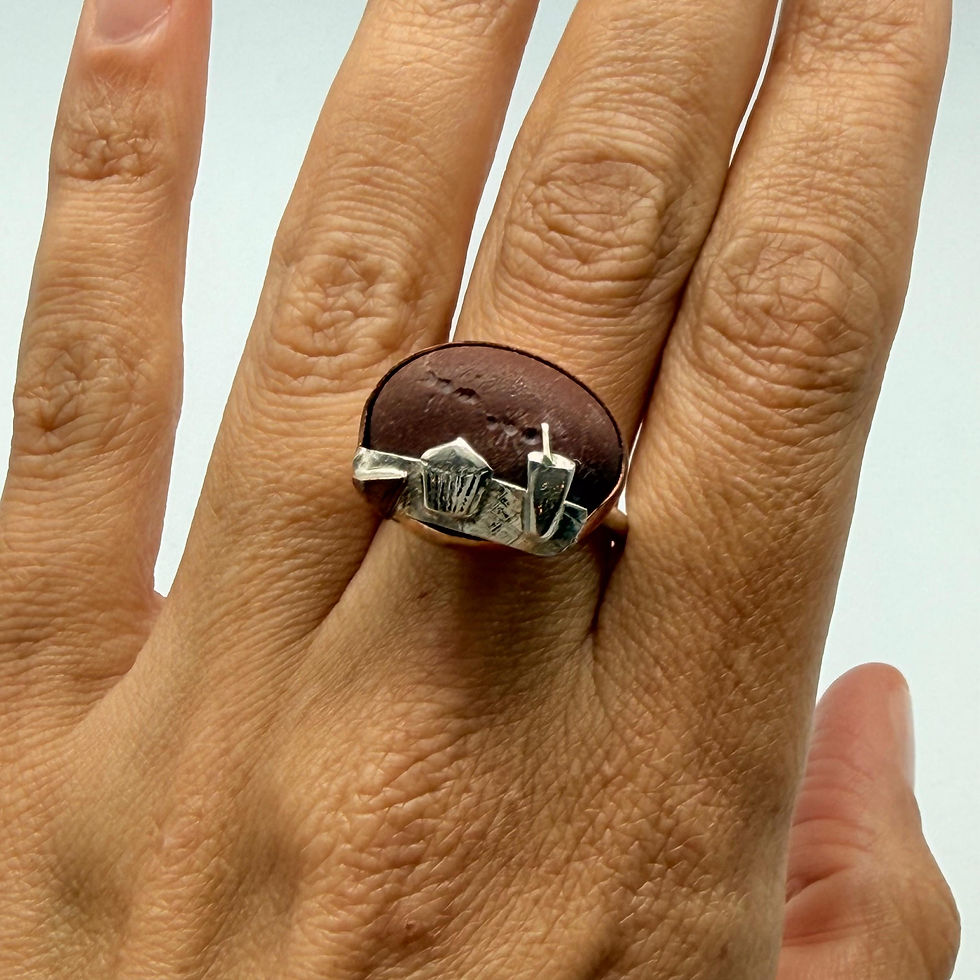 Pebble Cupcake Ring with Copper Bezel