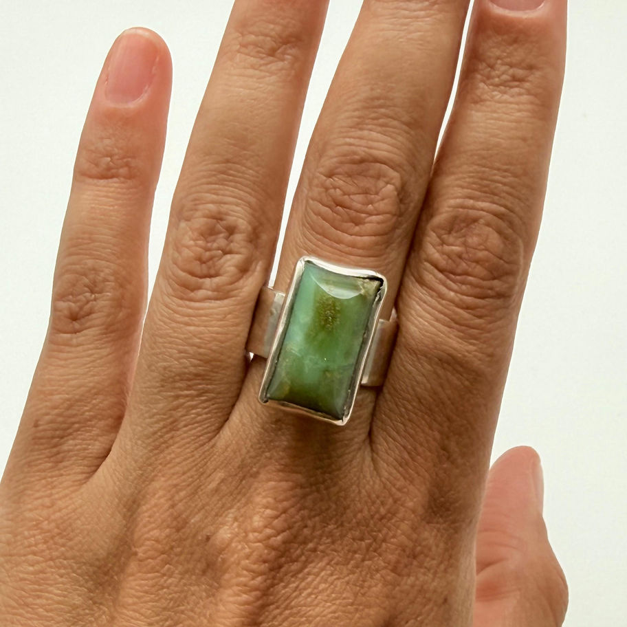 Chrysoprase Rectangular Ring