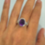 Faceted Oval Amethyst Hammered Band Ring