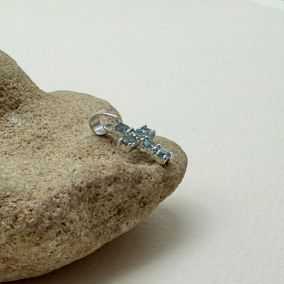Blue Topaz Cross Pendant