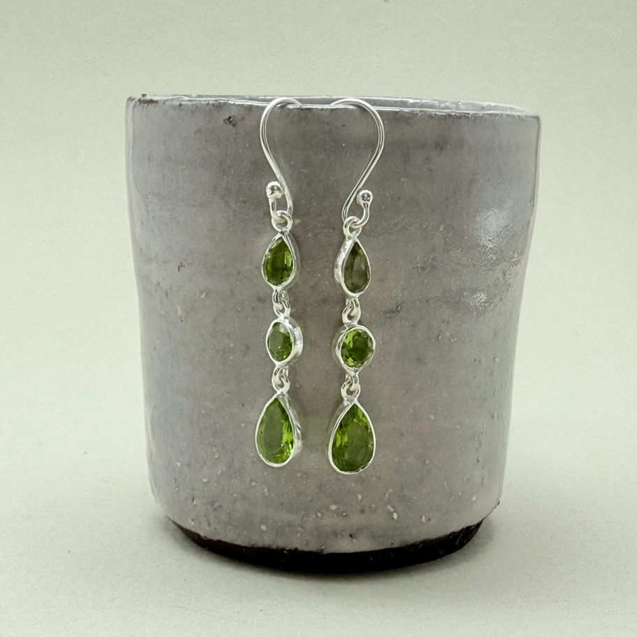 Peridot Triple Drop Earrings