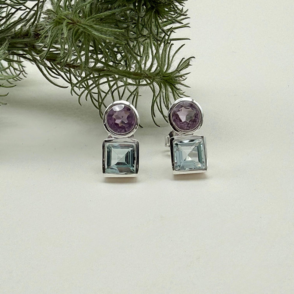 Amethyst and Blue Topaz Studs