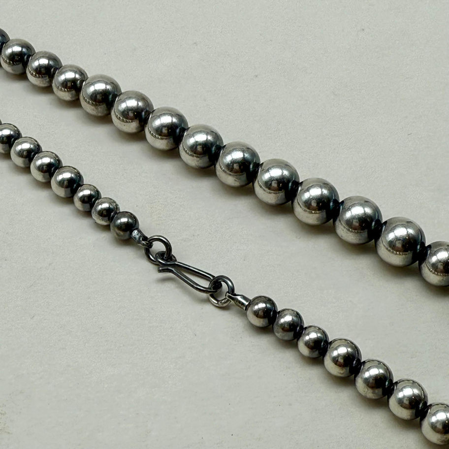 Graduated Oxidised Hollow Silver Ball Necklace