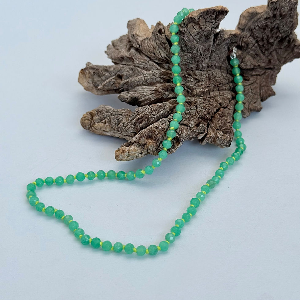 Chrysoprase Bead Necklace on Lime String