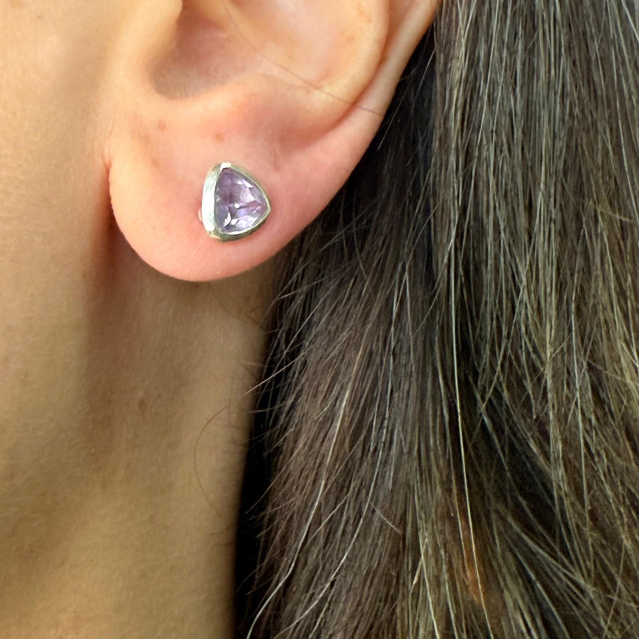 Amethyst Trillion Earrings