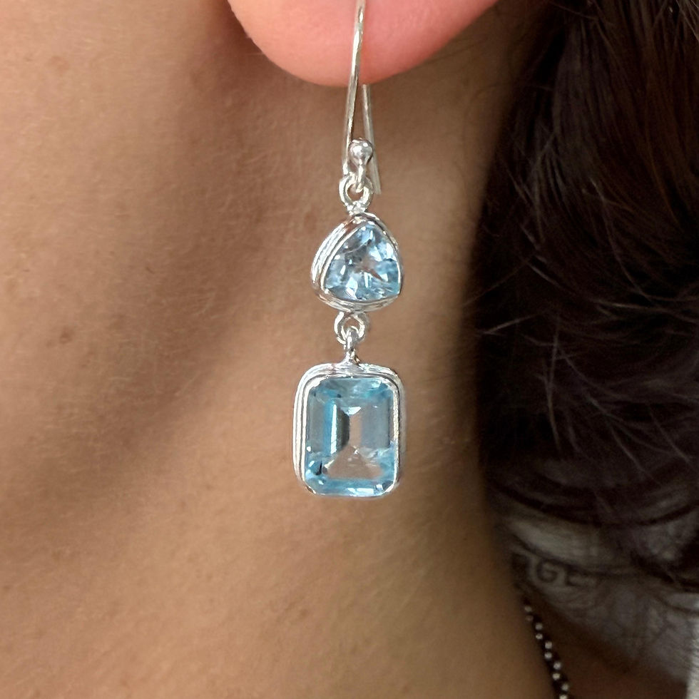 Blue Topaz Double Drop Earrings