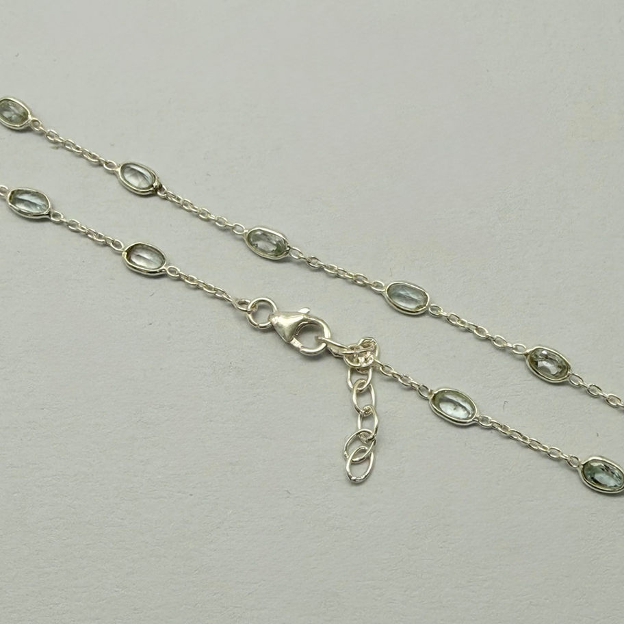 Oval Blue Topaz Chain Necklace