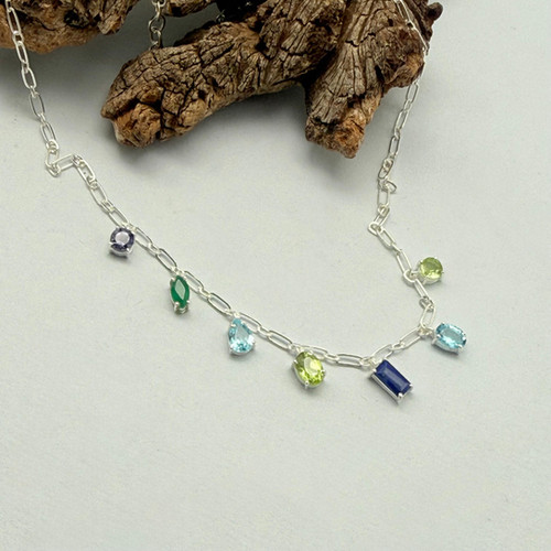 Buy Multi Gemstone Drops Necklace | Lali Jewellery