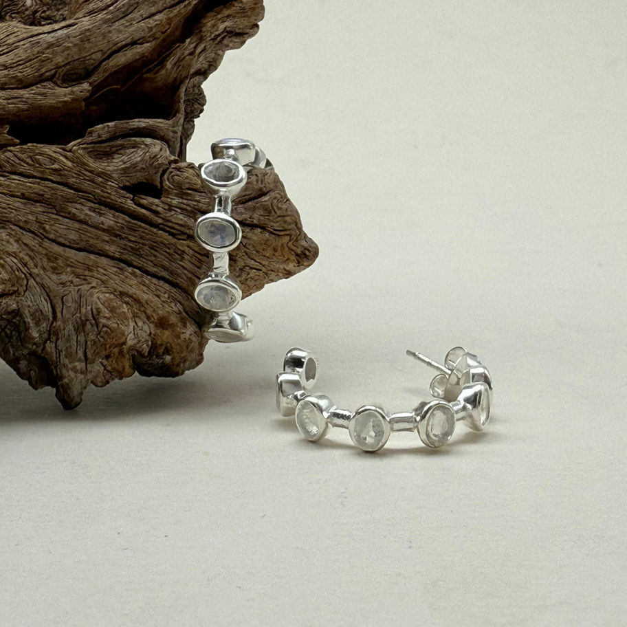 Moonstone Hoop Earrings