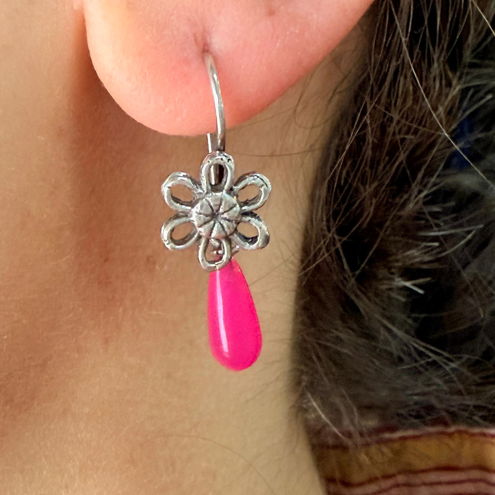 Pink Quartz Flower Earrings