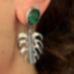 Emerald Corundum Monster Leaf Earrings