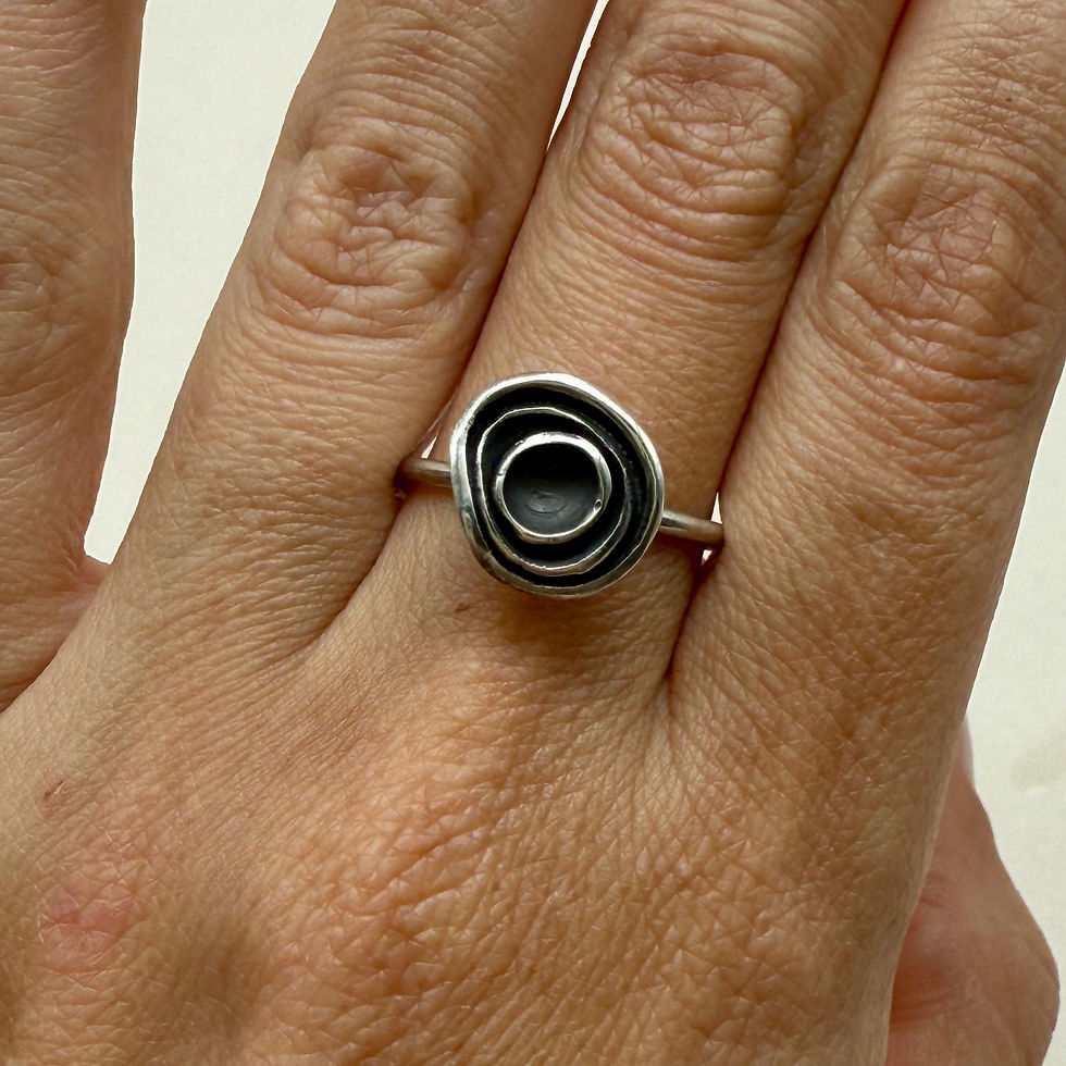 Oxidised Swirl Disc Ring