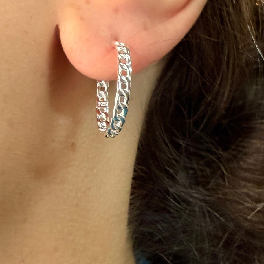 Chain Pattern Hoop Earrings