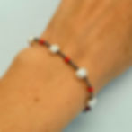 Pearl and Orange Czech Glass Bead Bracelet