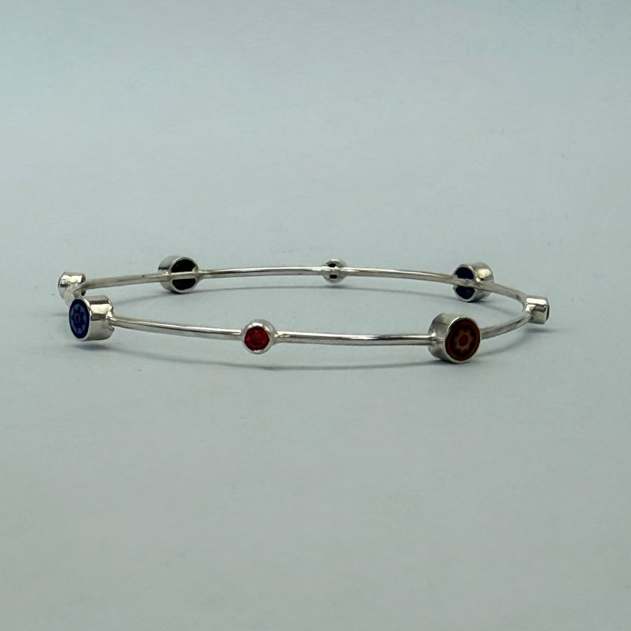 Glass Bead and Cubic Zirconia Bangle