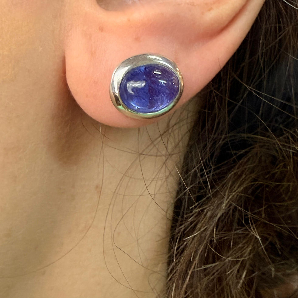 Oval Tanzanite Cabochon Studs