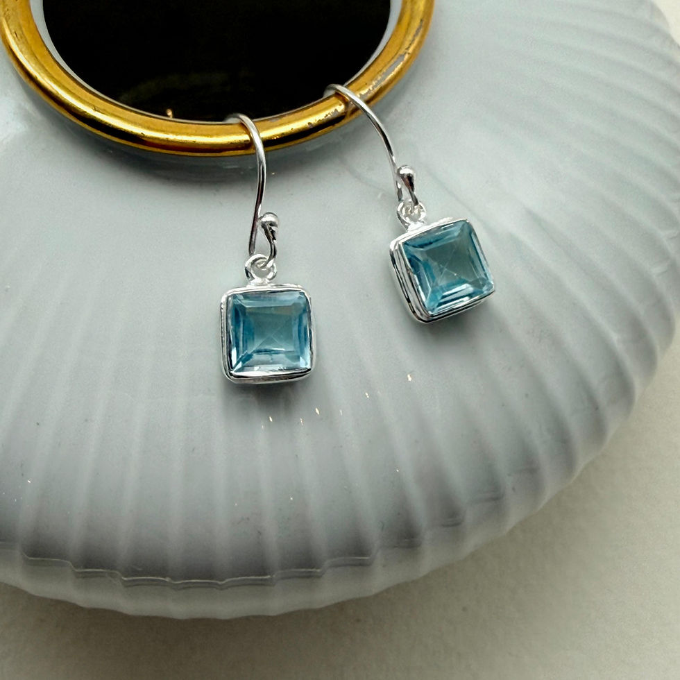Blue Topaz Princess Cut Earrings
