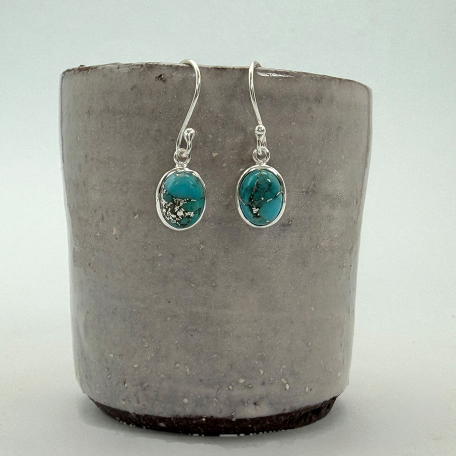 Oval Turquoise with Copper Earrings