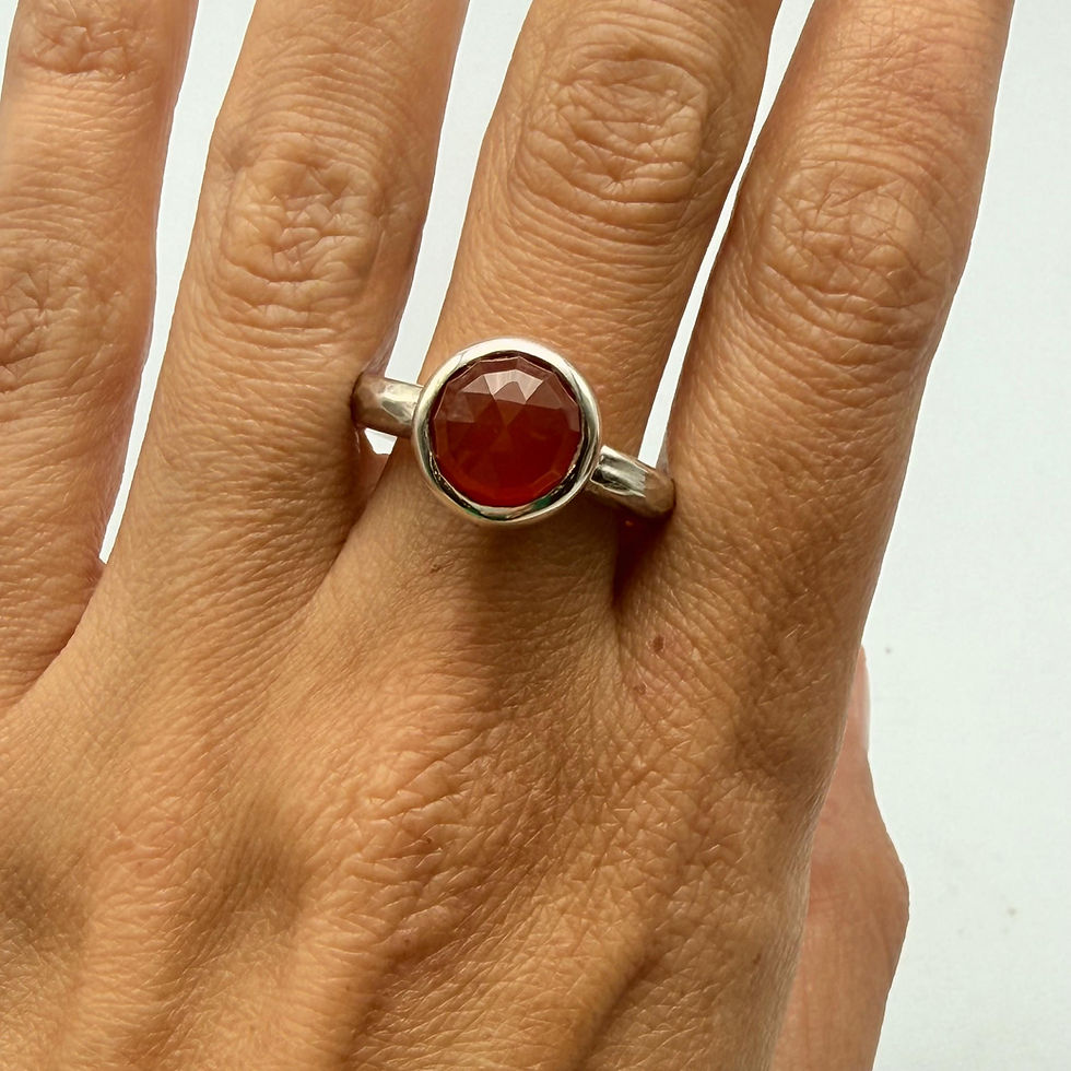 Carnelian Round Faceted Ring