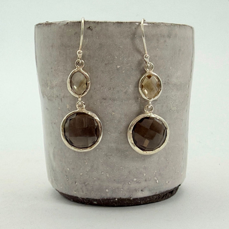 Citrine and Smokey Quartz Earrings