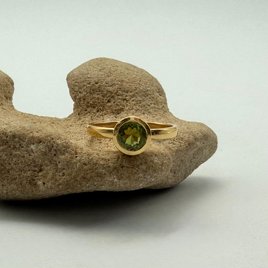 Gold Plated Green Tourmaline Ring
