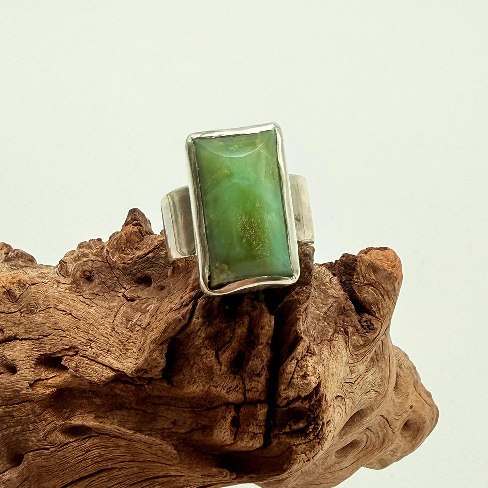Chrysoprase Rectangular Ring