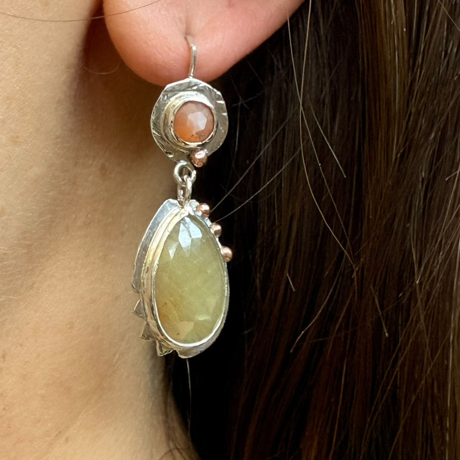 Peach Moonstone and Sapphire Corundum