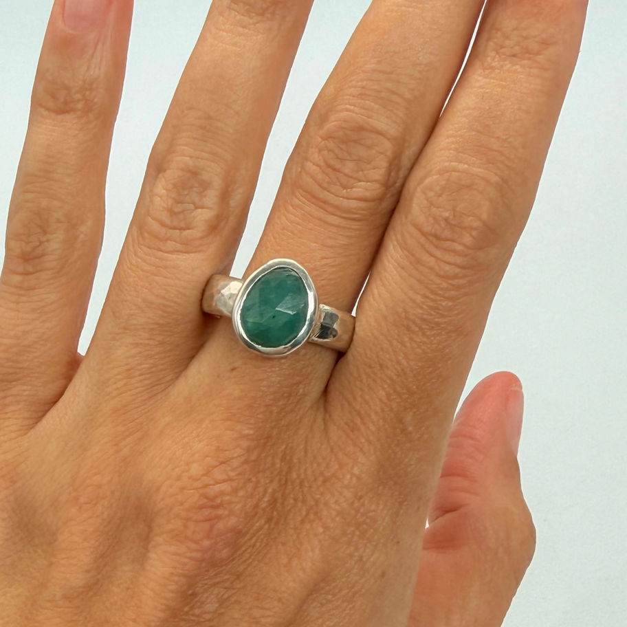 Irregular Faceted Grandidierite Ring