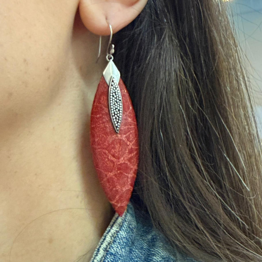 Foam Coral Long Marquise Earrings