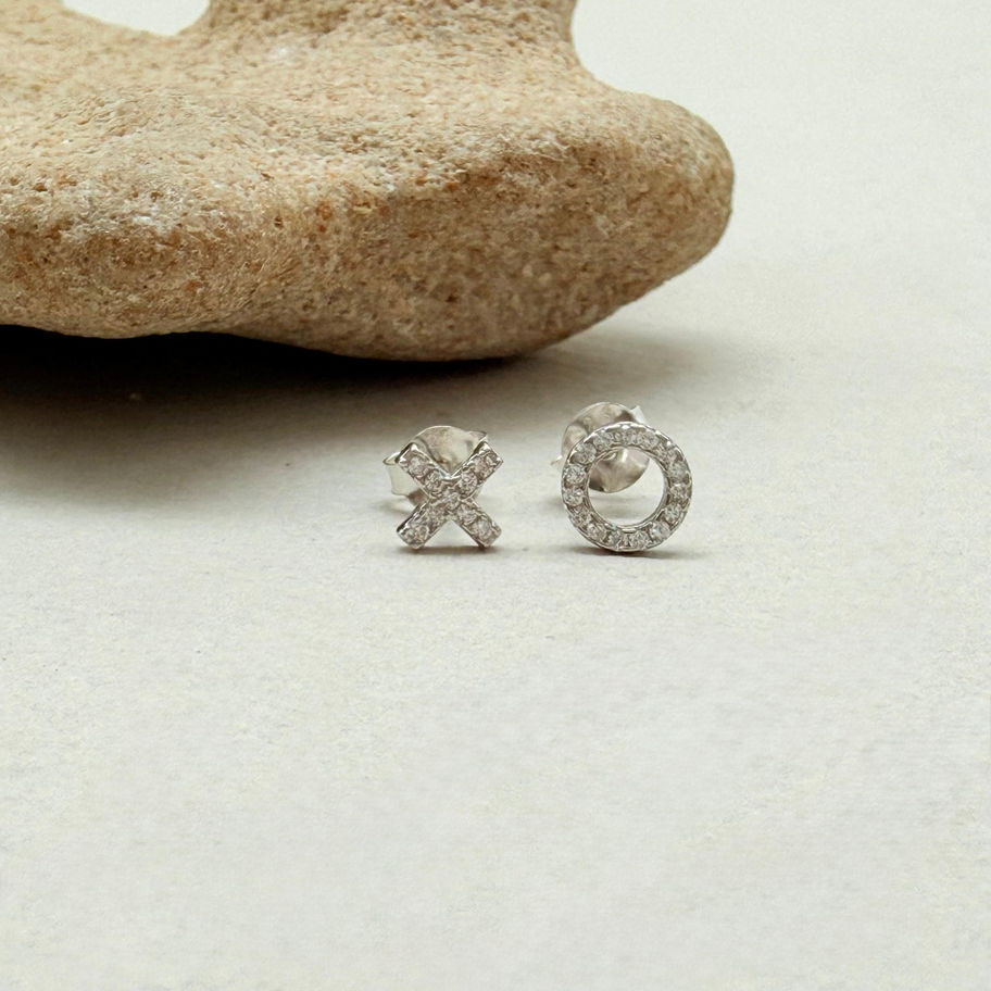 Cubic Zirconia Naughts and Crosses Earrings